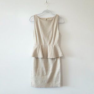 Alice + Olivia To Work Metallic Linen Blend Peplum Dress Size 8